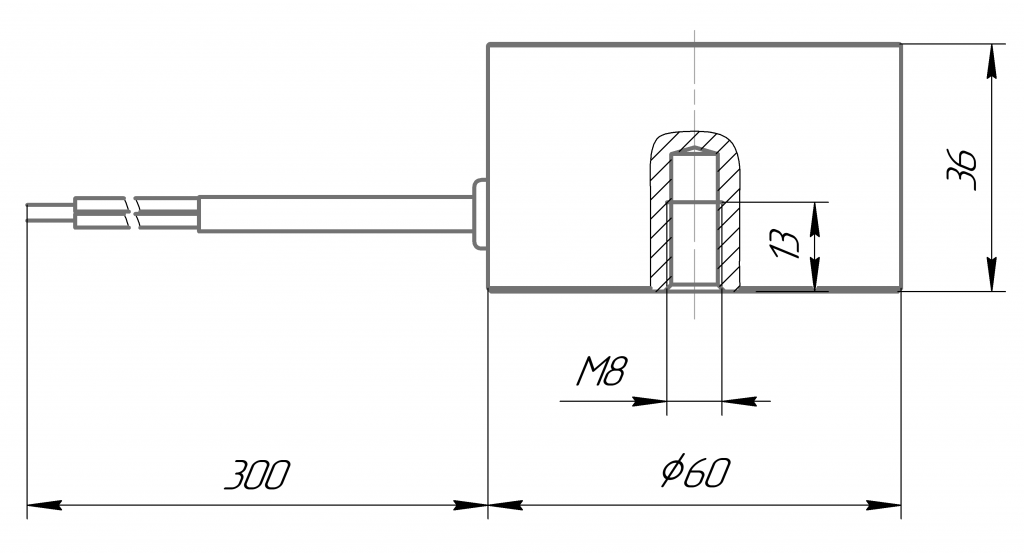 Габаритные и присоединительные размеры электромагнитов SE 02.100